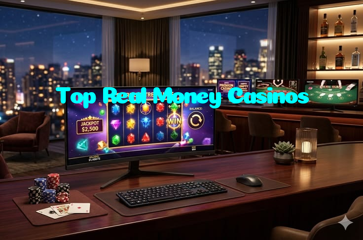 Top Real Money Casinos casino presented on mobile device in Pakistan with slots and live games